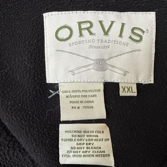 Orvis 3/4 Zip Pullover Jacket Fleece Lined, Men’s Size XXL, Black - Picture 11 of 11